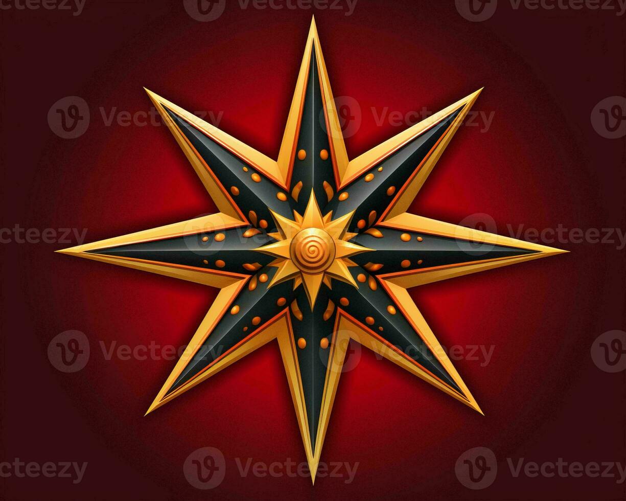 an illustration of a golden star on a red background generative ai photo
