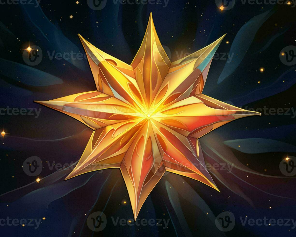 an illustration of a golden star on a dark background generative ai photo