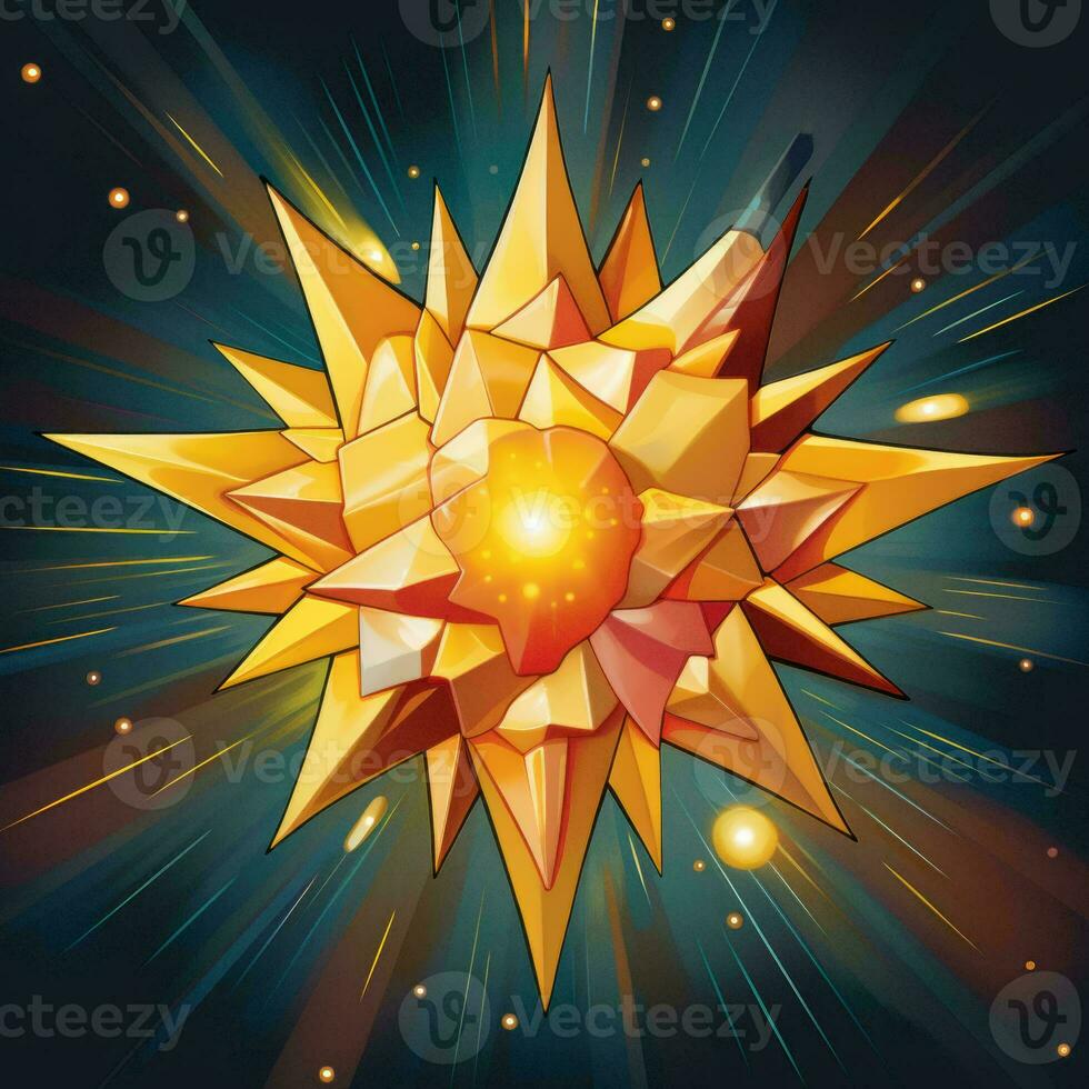 an illustration of a golden star with a burst of light coming out of it generative ai photo