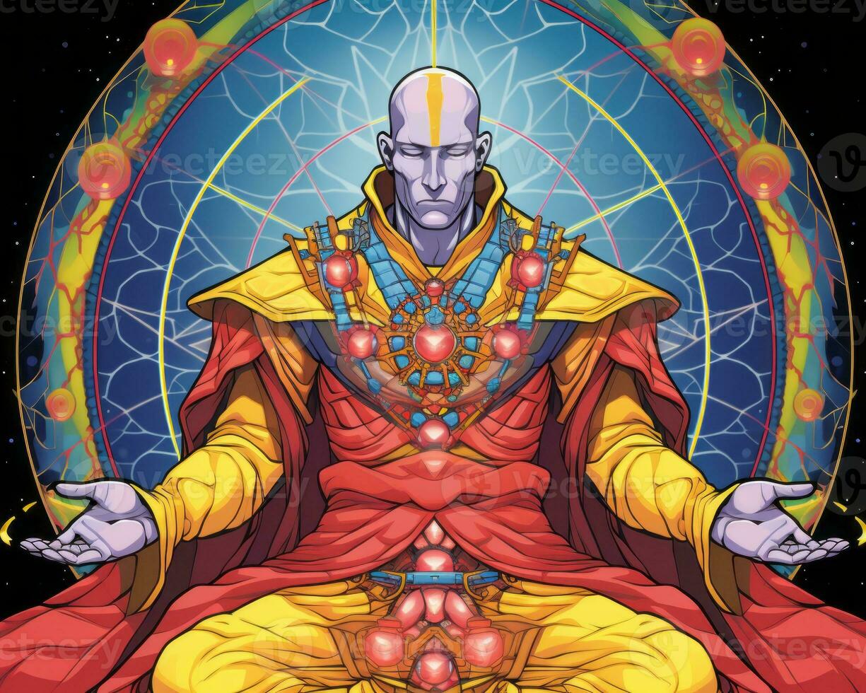 an illustration of a man sitting in a lotus position generative ai photo
