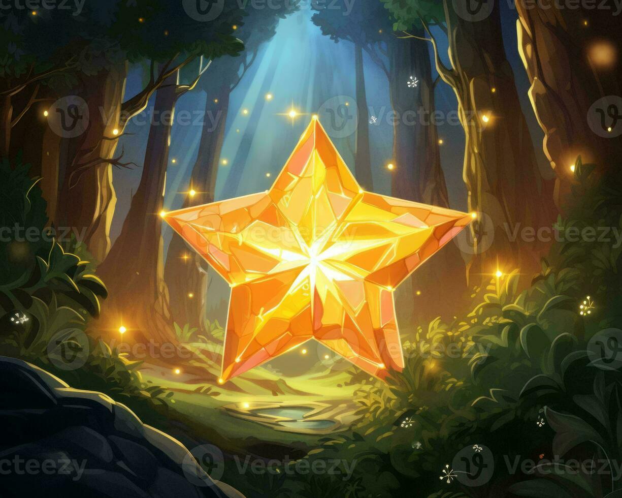 an illustration of a star in a forest generative ai photo