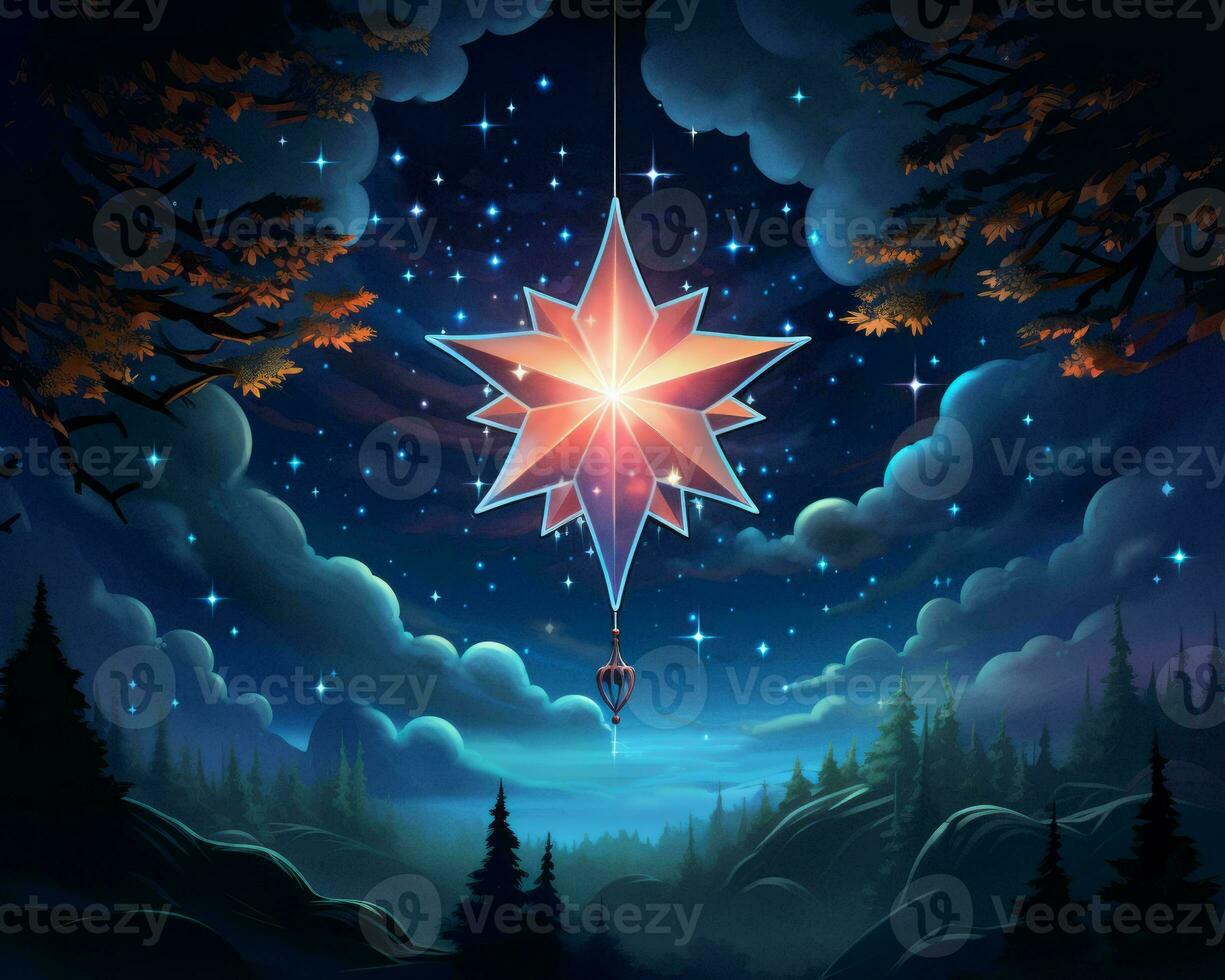 an illustration of a star in the night sky generative ai photo