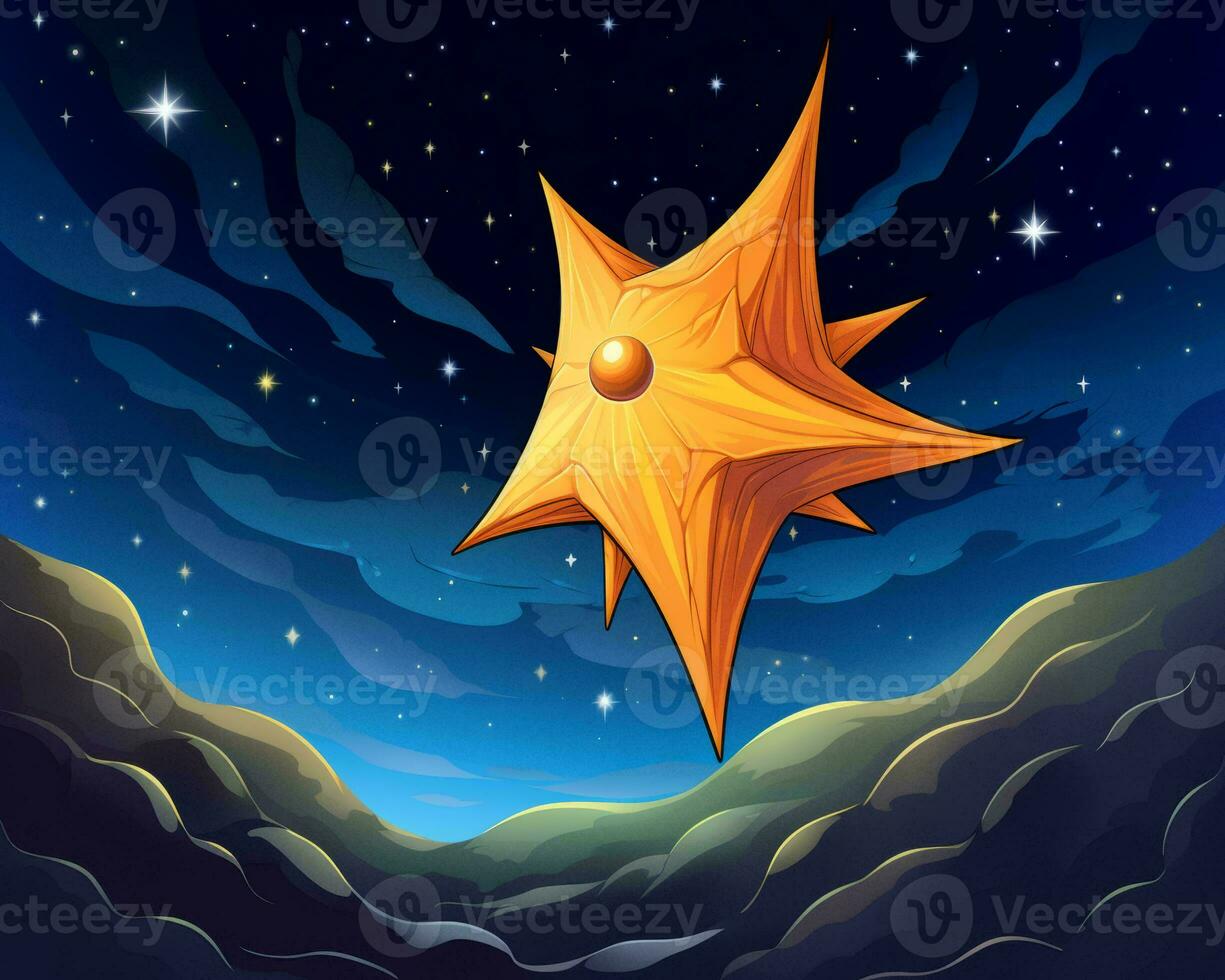 an illustration of a star in the night sky generative ai photo
