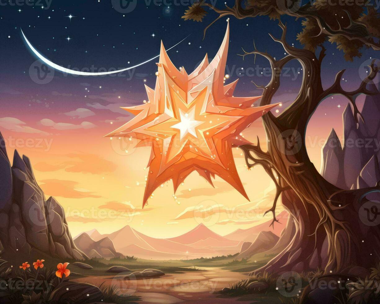 an illustration of a star in the night sky generative ai photo