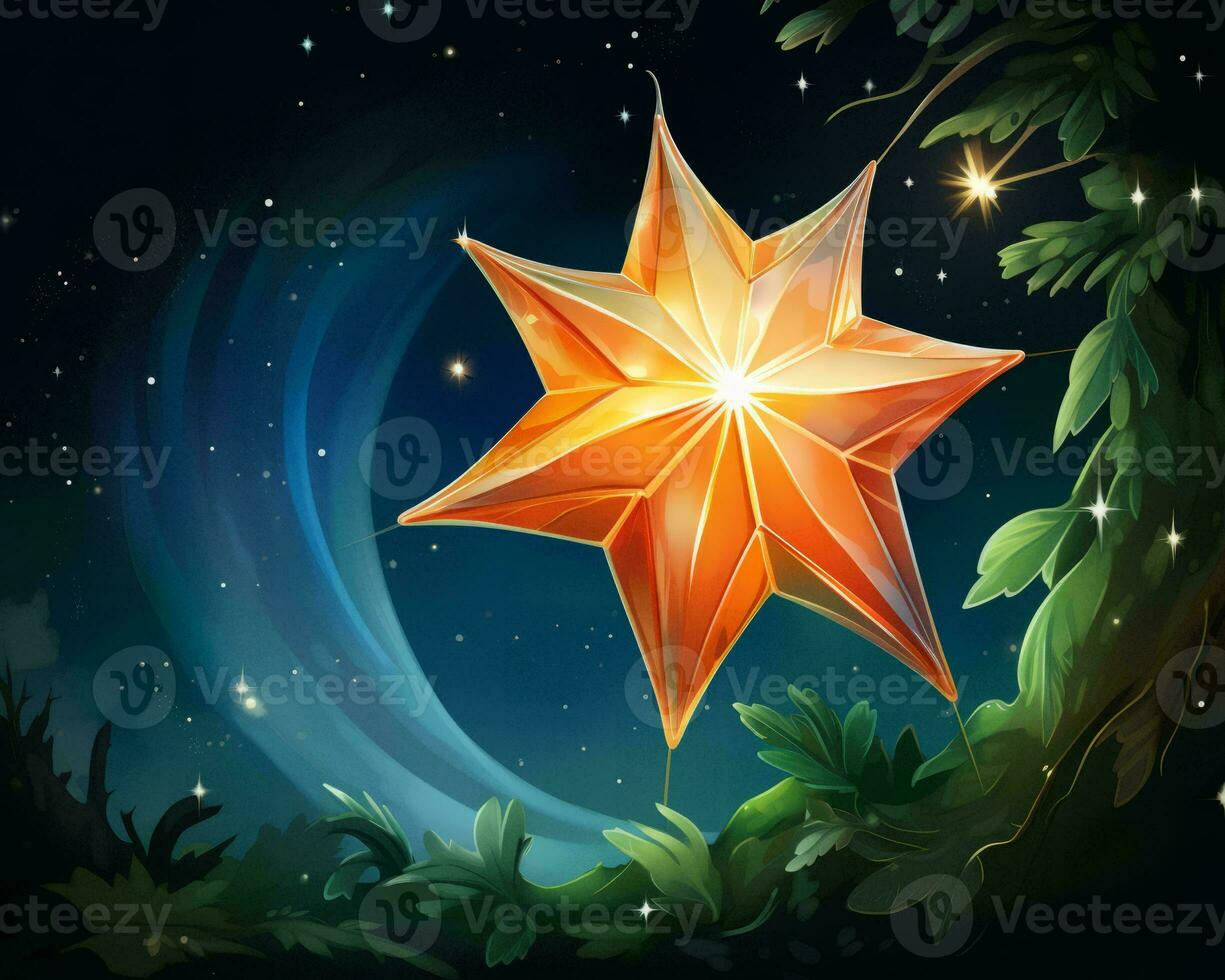 an illustration of a star in the night sky generative ai photo