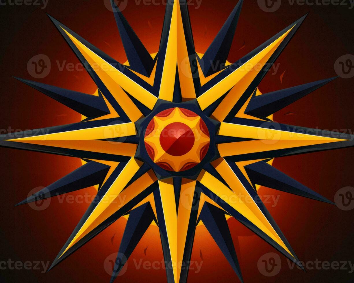 an illustration of a star with a red center on a black background generative ai photo
