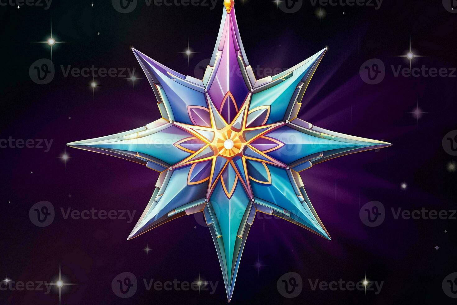 an illustration of a star with a blue and purple background generative ai photo