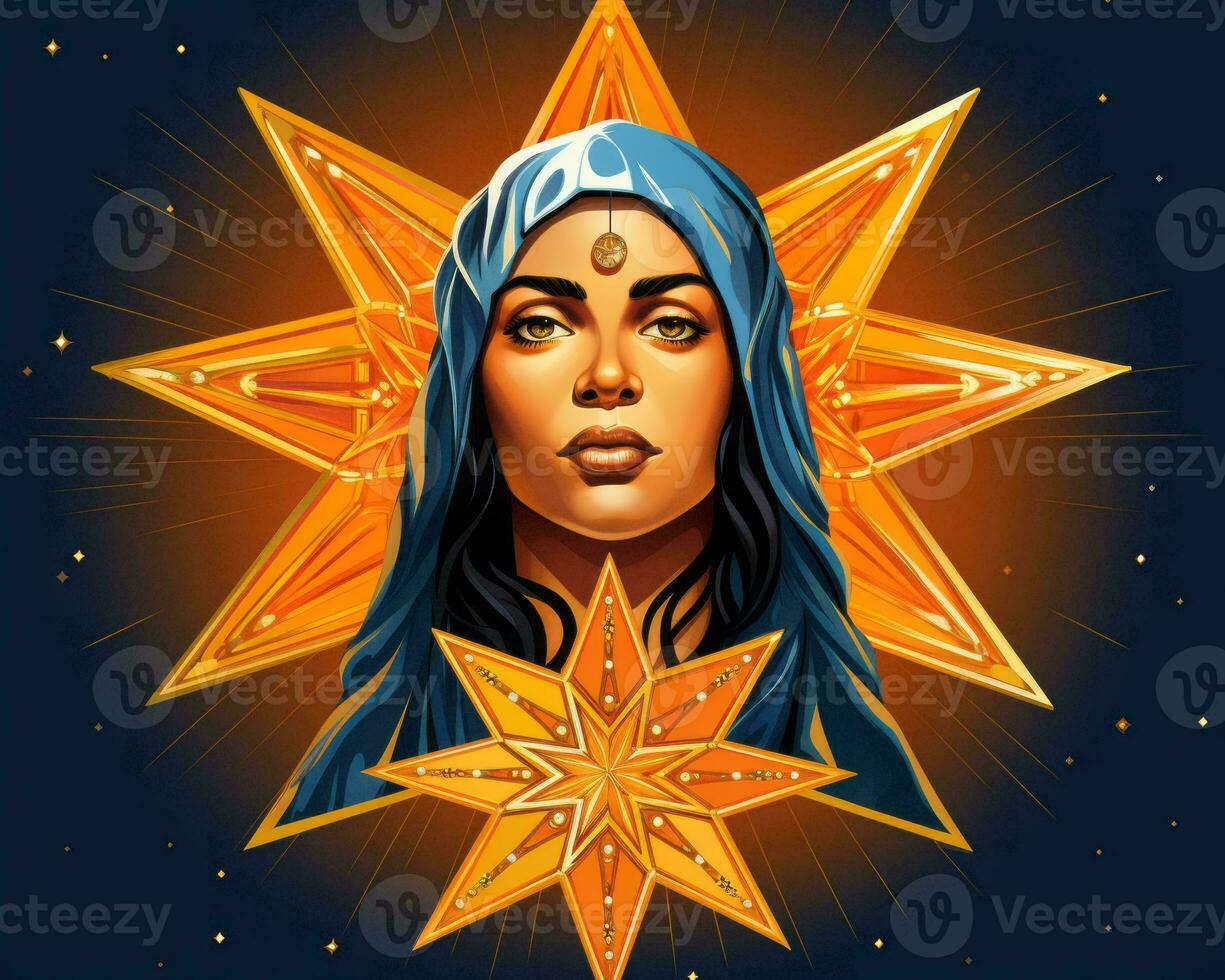 an illustration of a woman with a star on her head generative ai photo