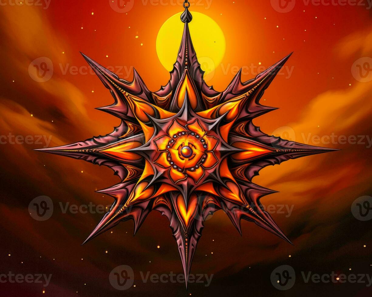 an illustration of an orange star with a sun in the background generative ai photo