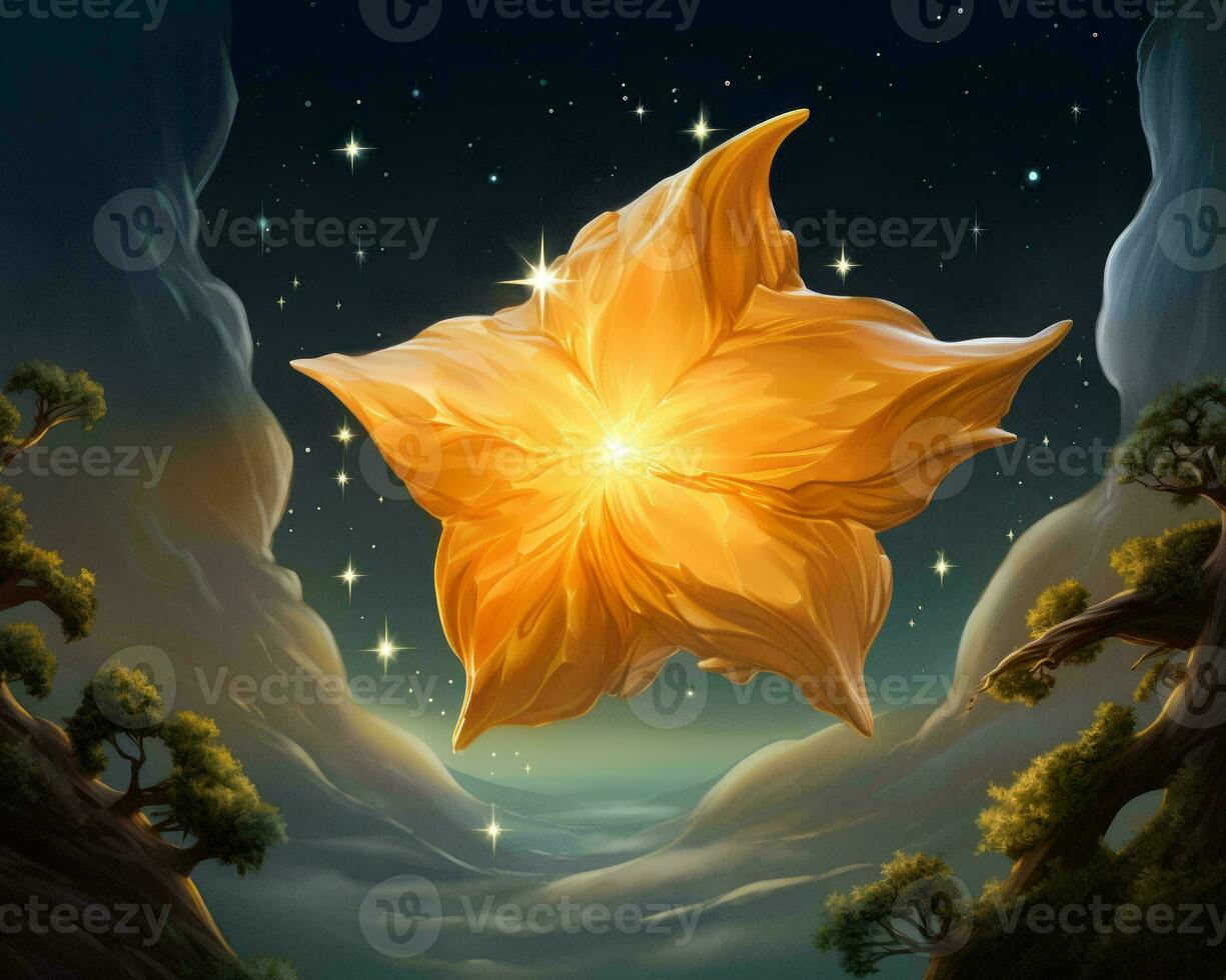 an illustration of an orange flower floating in the sky generative ai photo