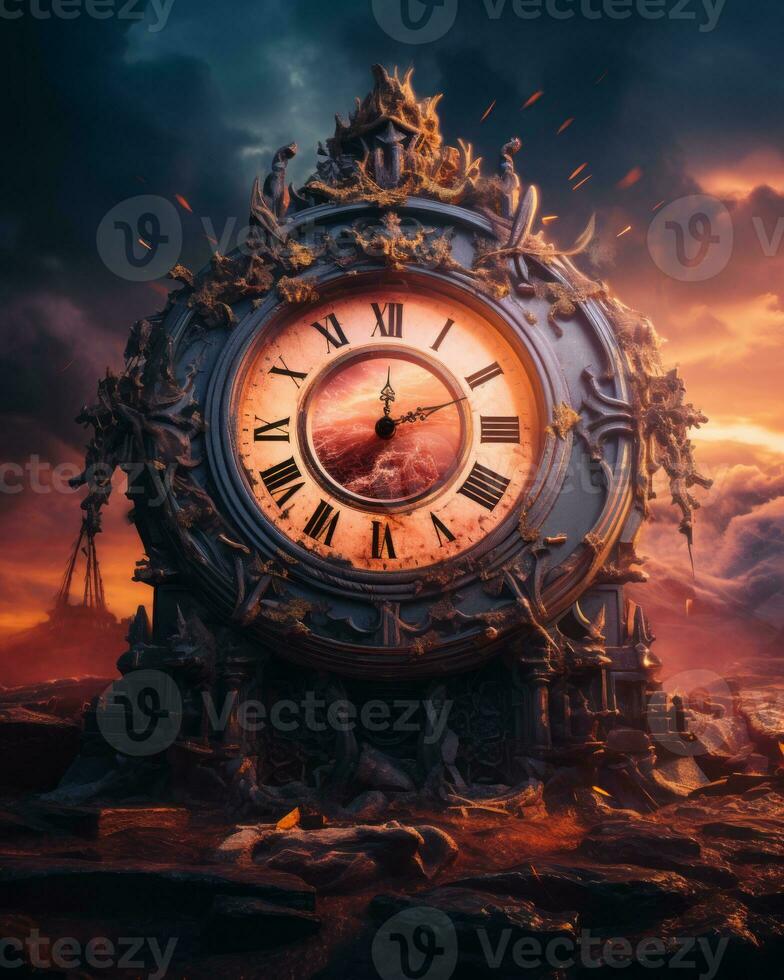 an image of a clock with roman numerals on it generative ai photo