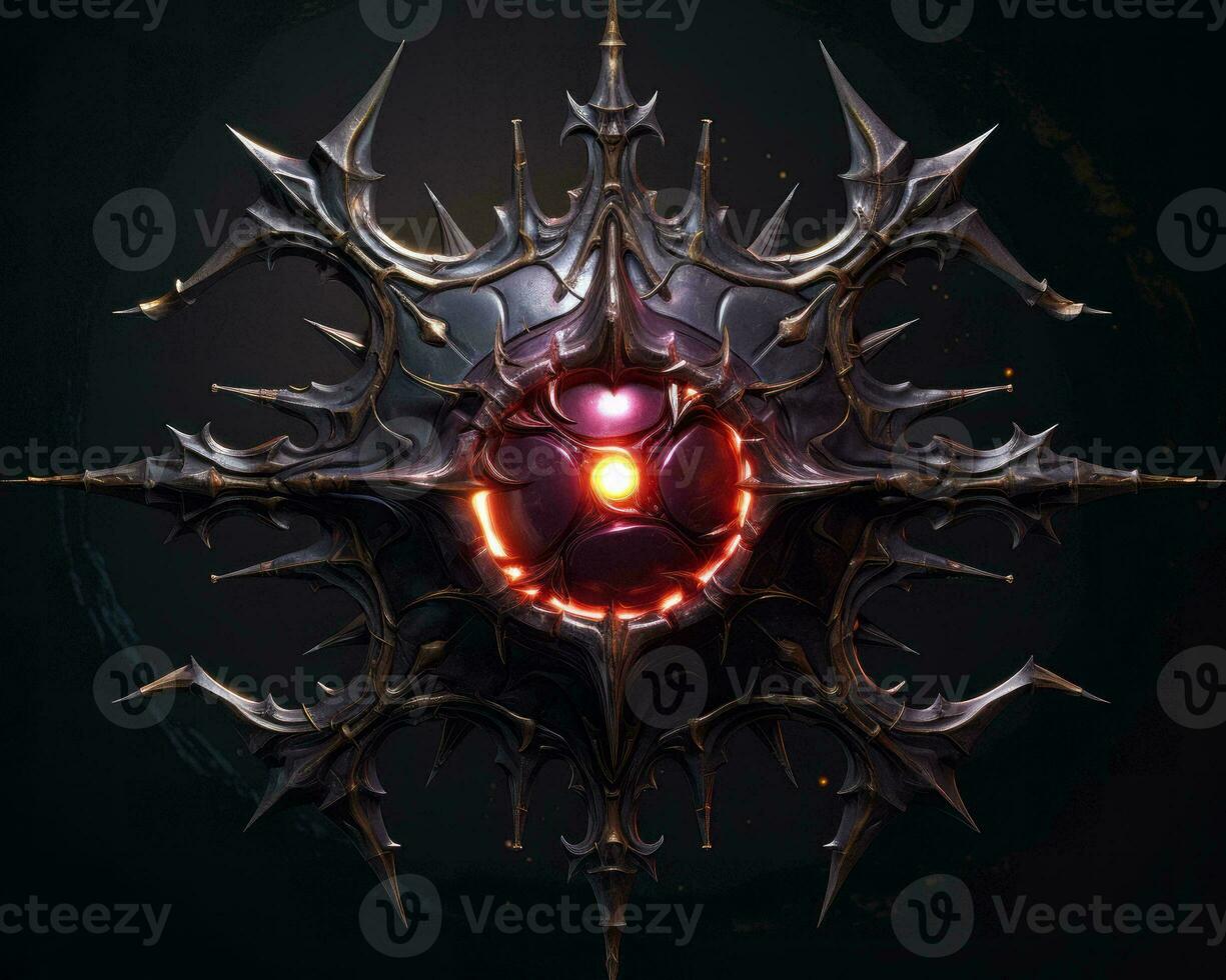 an image of a dark star with glowing red eyes generative ai photo