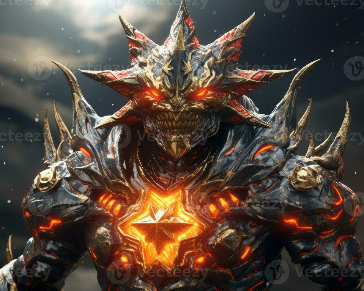 an image of a demon with flames coming out of his head generative ai photo