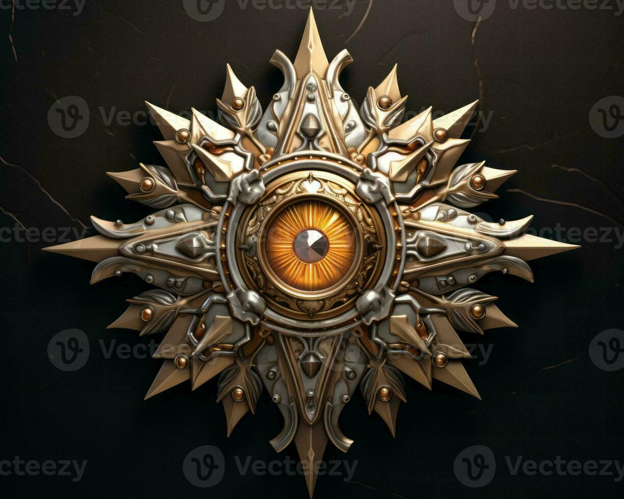 an image of a golden star with an eye in the center generative ai photo