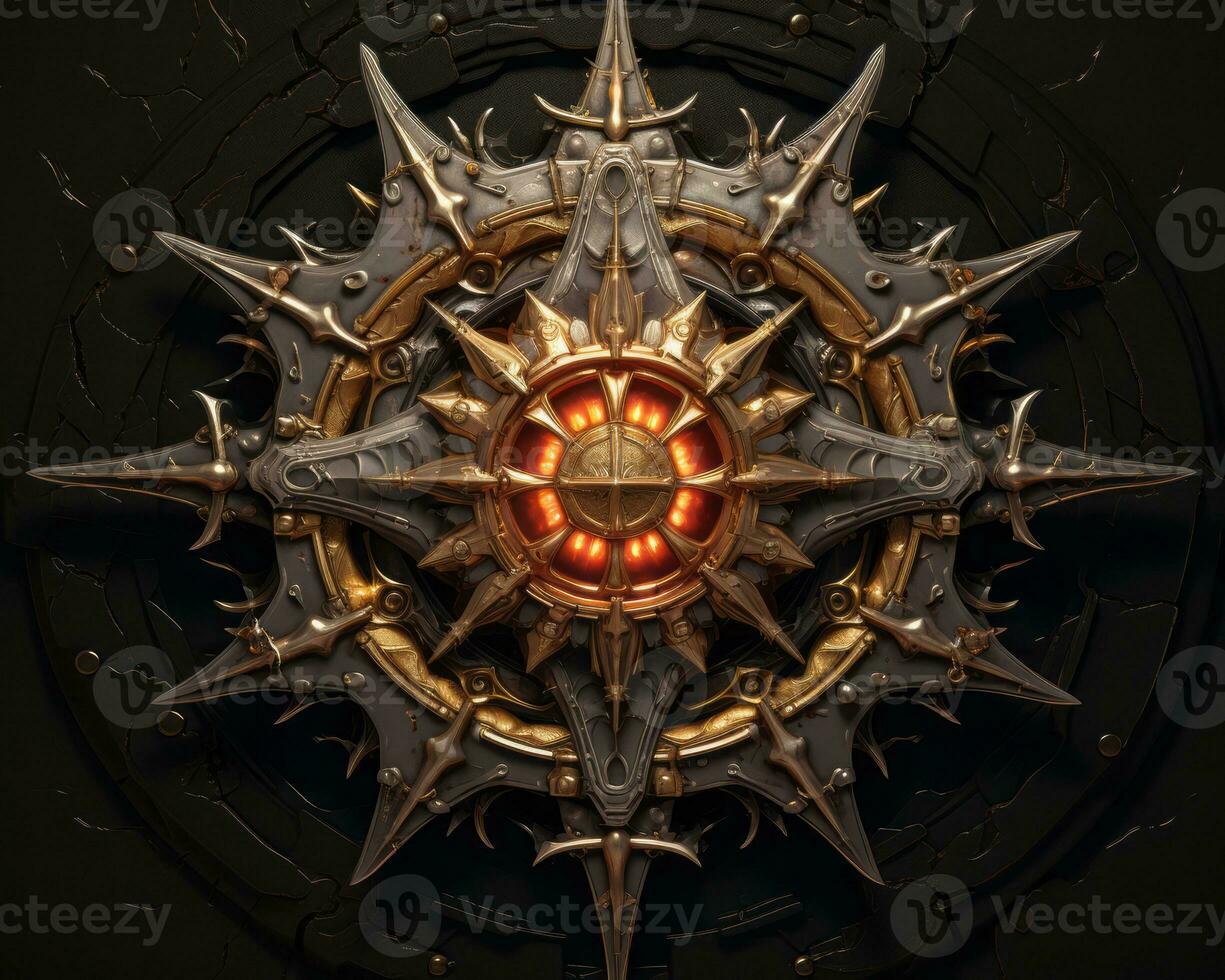 an image of a gold and black star on a black background generative ai photo