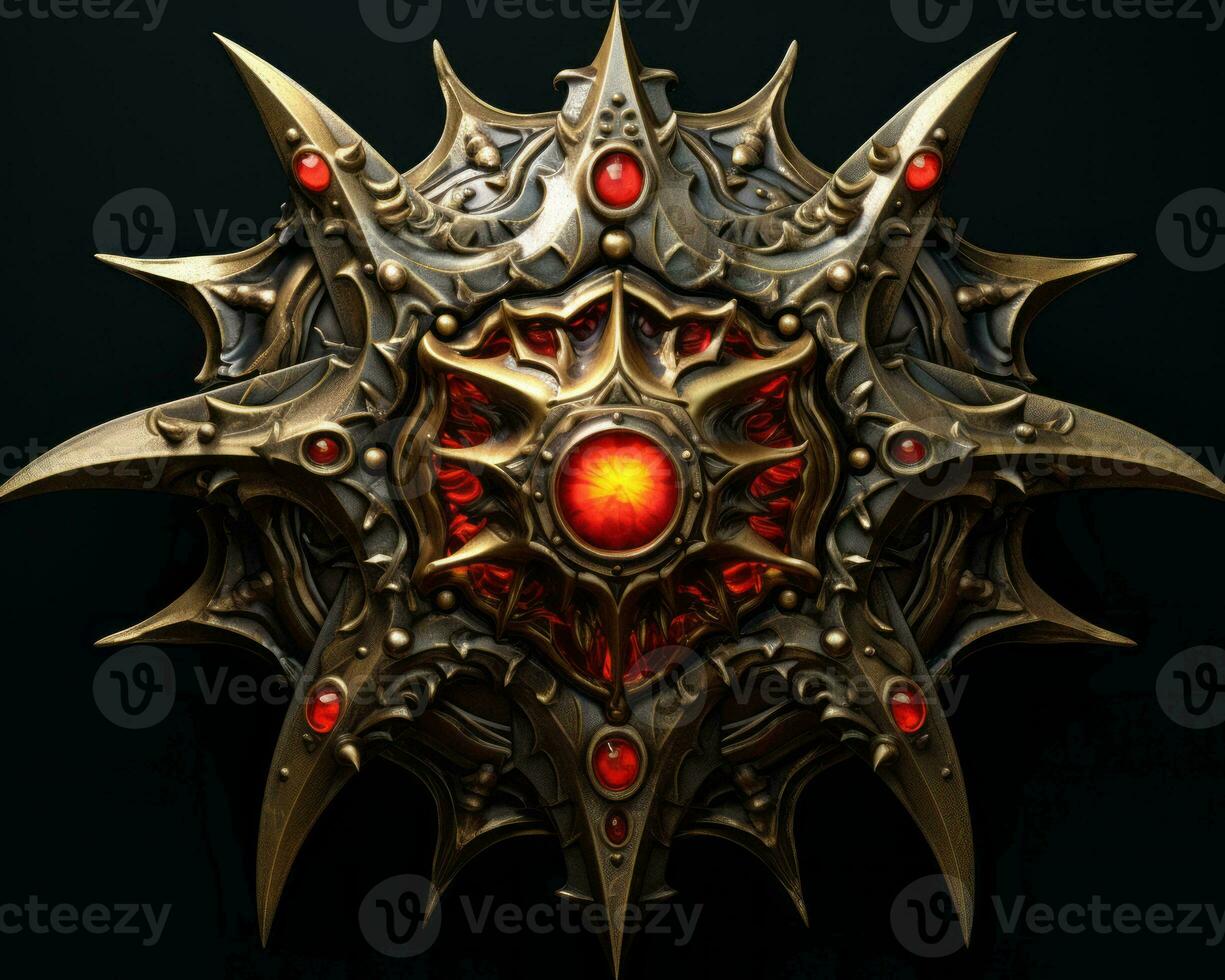 an image of a golden star with red eyes generative ai photo