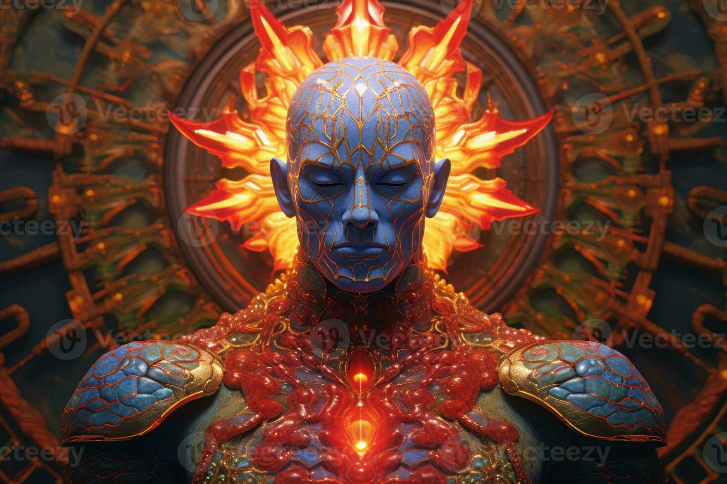 an image of a man with blue skin and red eyes generative ai photo