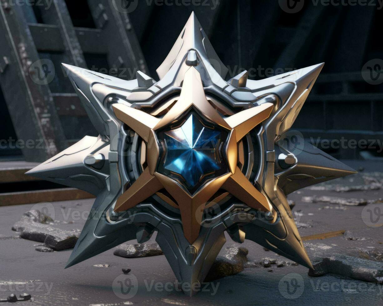 an image of a star with a blue and silver design generative ai photo