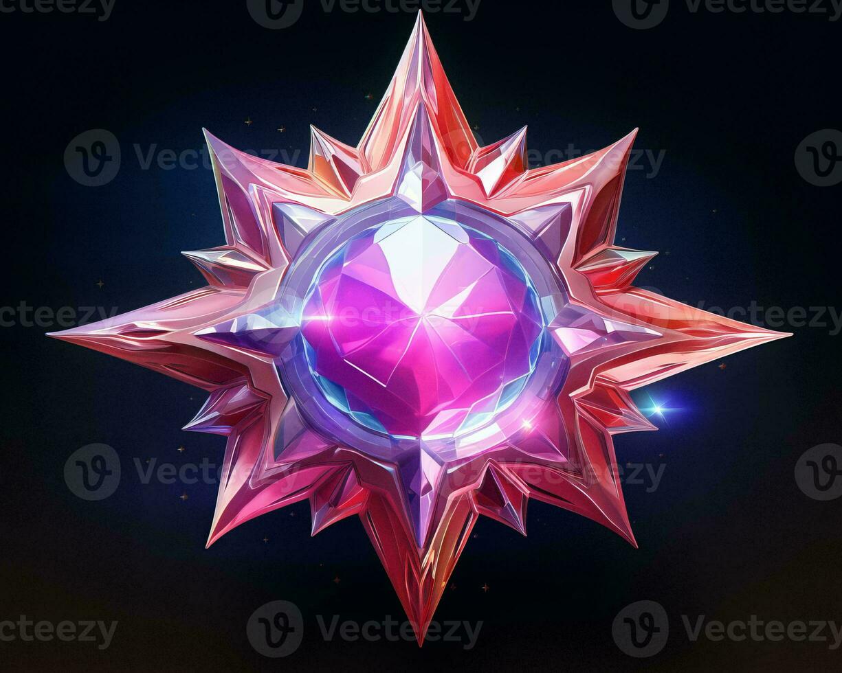 an image of a star with a pink crystal on it generative ai photo