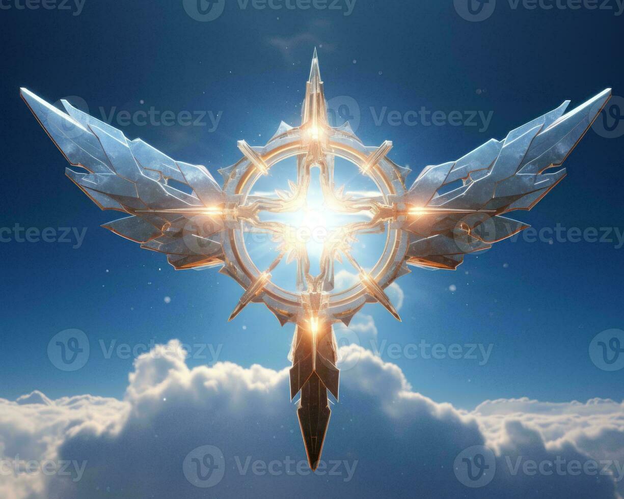 an image of a star with wings in the sky generative ai photo