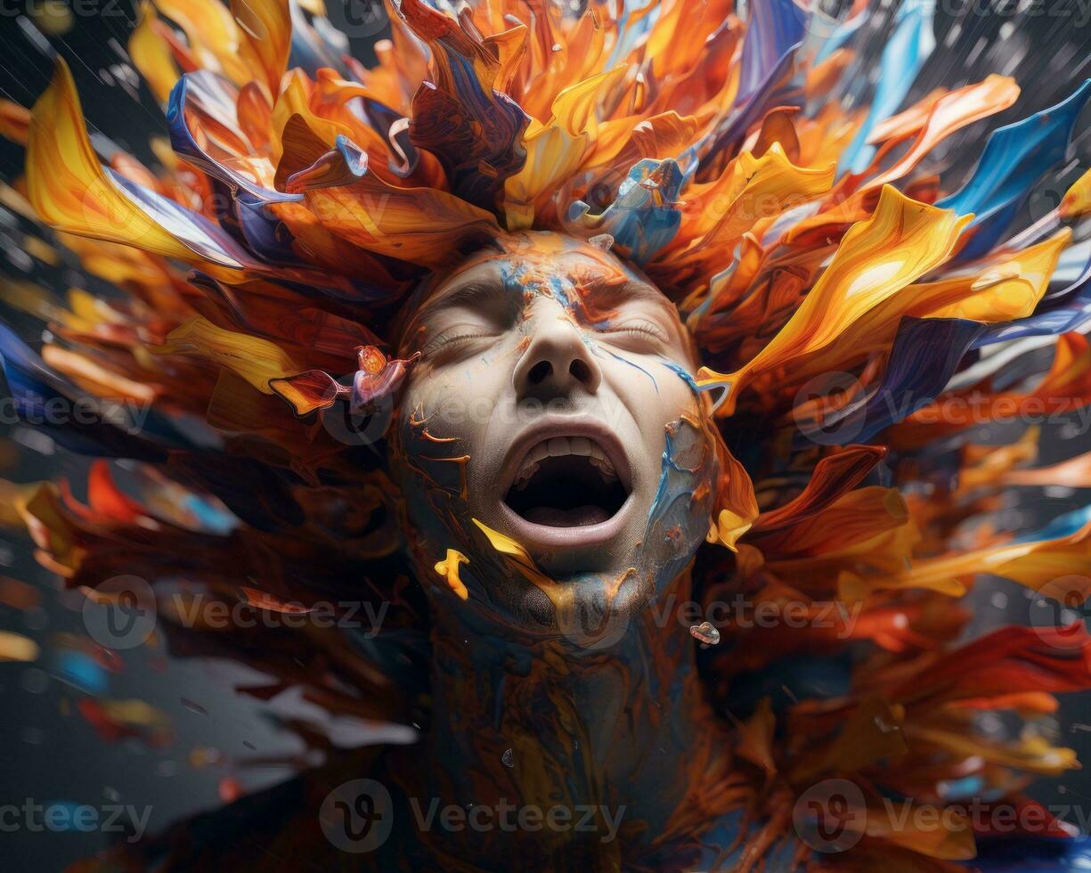 an image of a woman with her face covered in paint generative ai photo