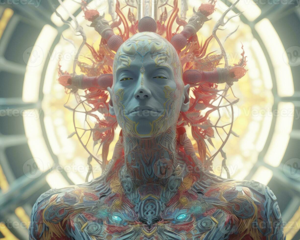 an image of a woman with a large head and body generative ai photo
