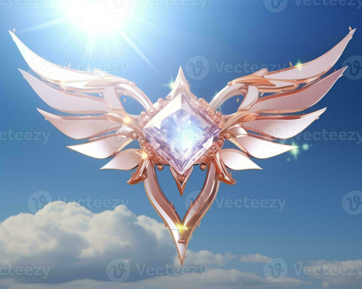 an image of an angel with wings on a blue sky generative ai photo