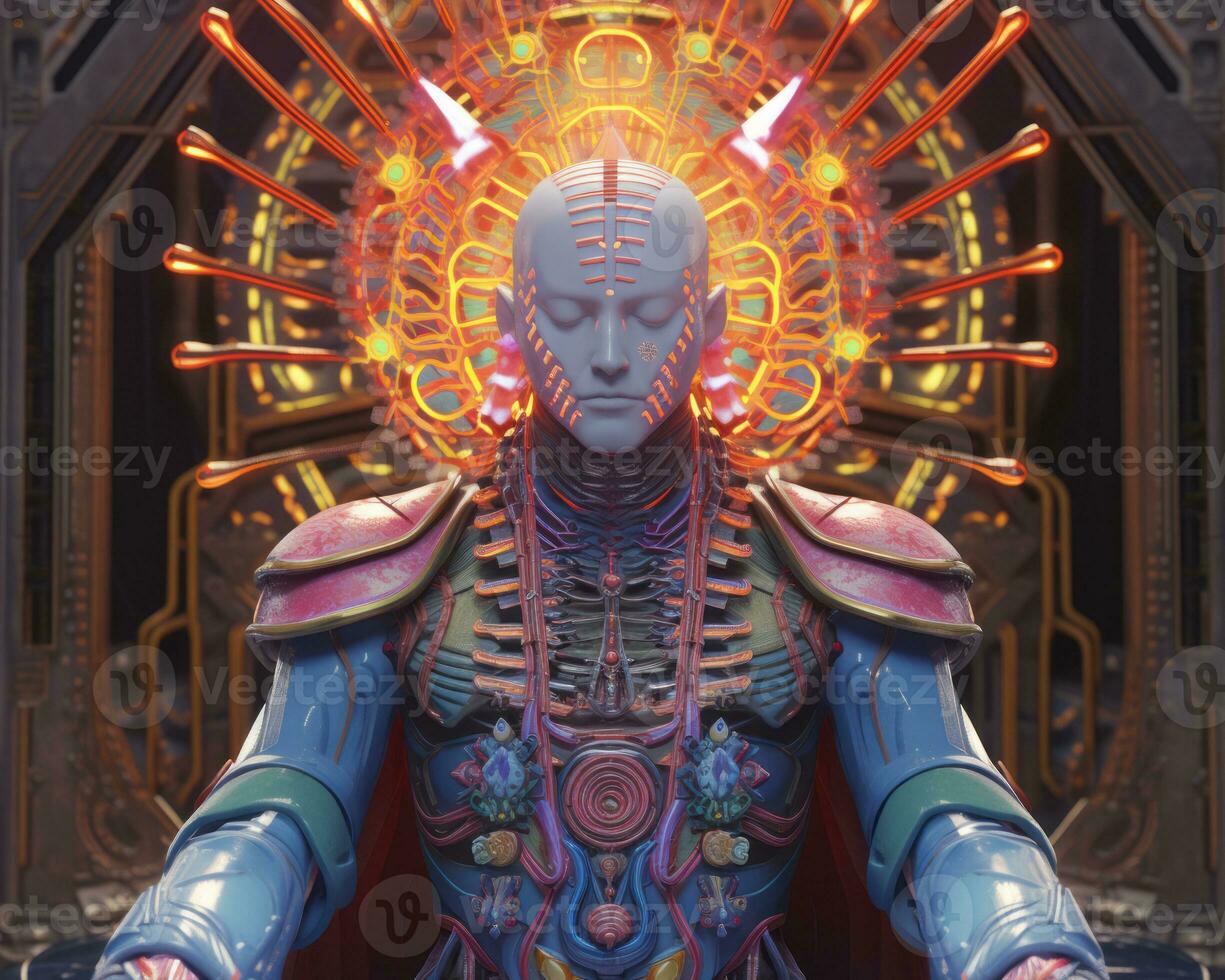 an image of an alien with glowing eyes generative ai photo