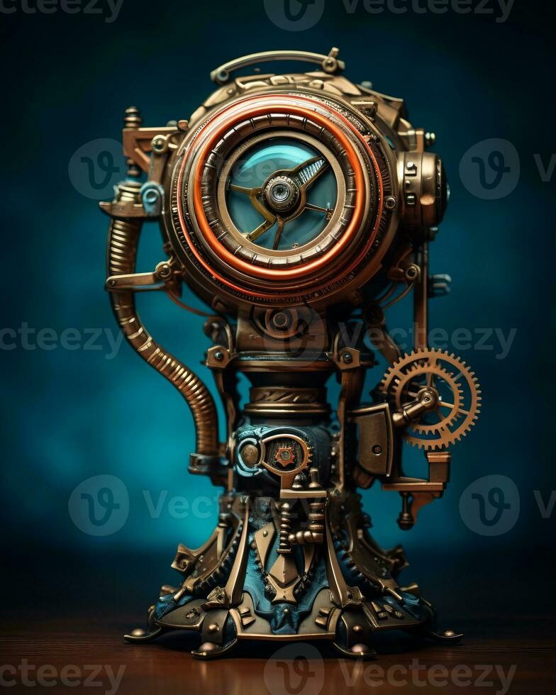 an old steampunk clock with gears on it generative ai photo
