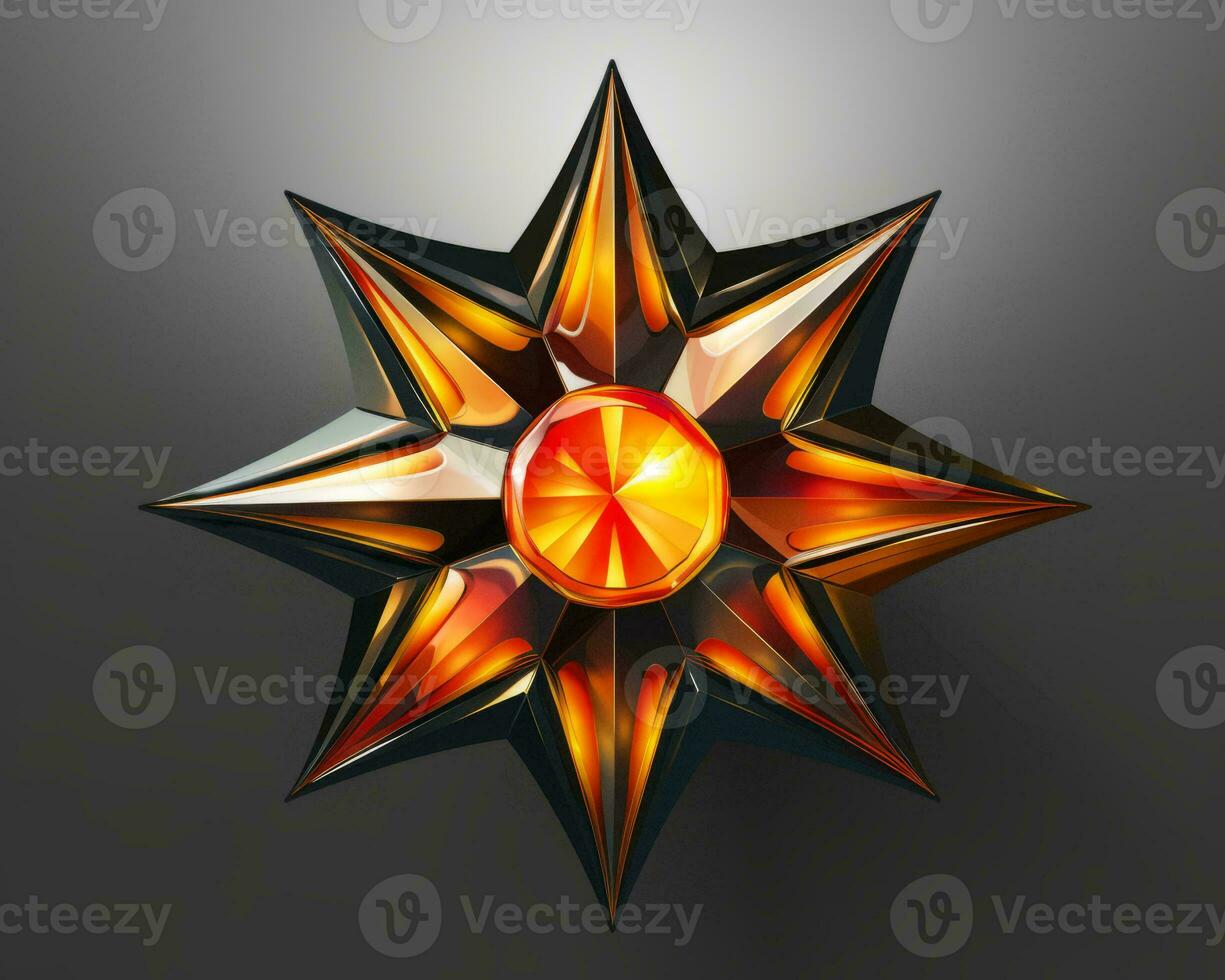 an orange and black star with a diamond in the center generative ai photo
