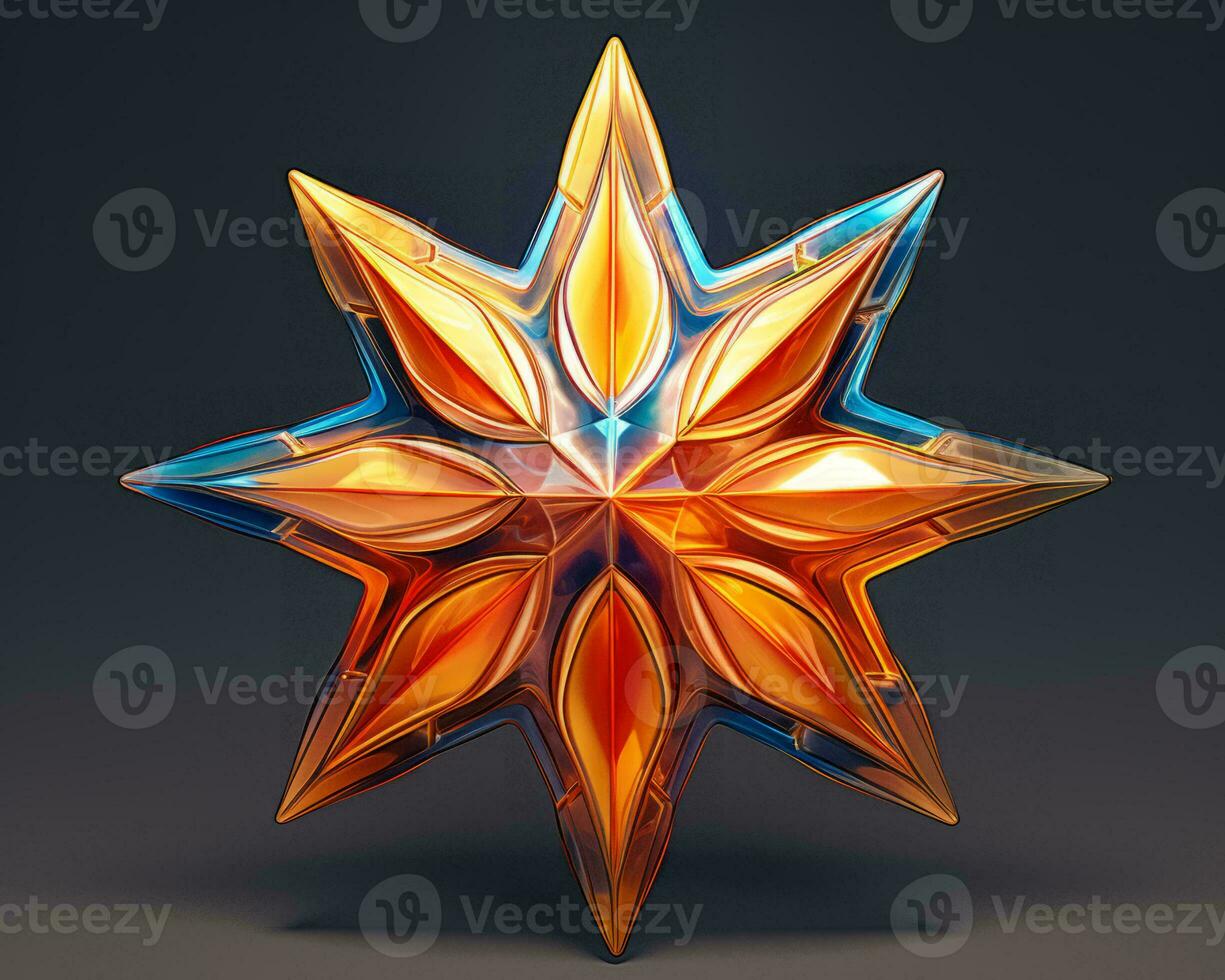an orange and blue star shaped object on a dark background generative ai photo
