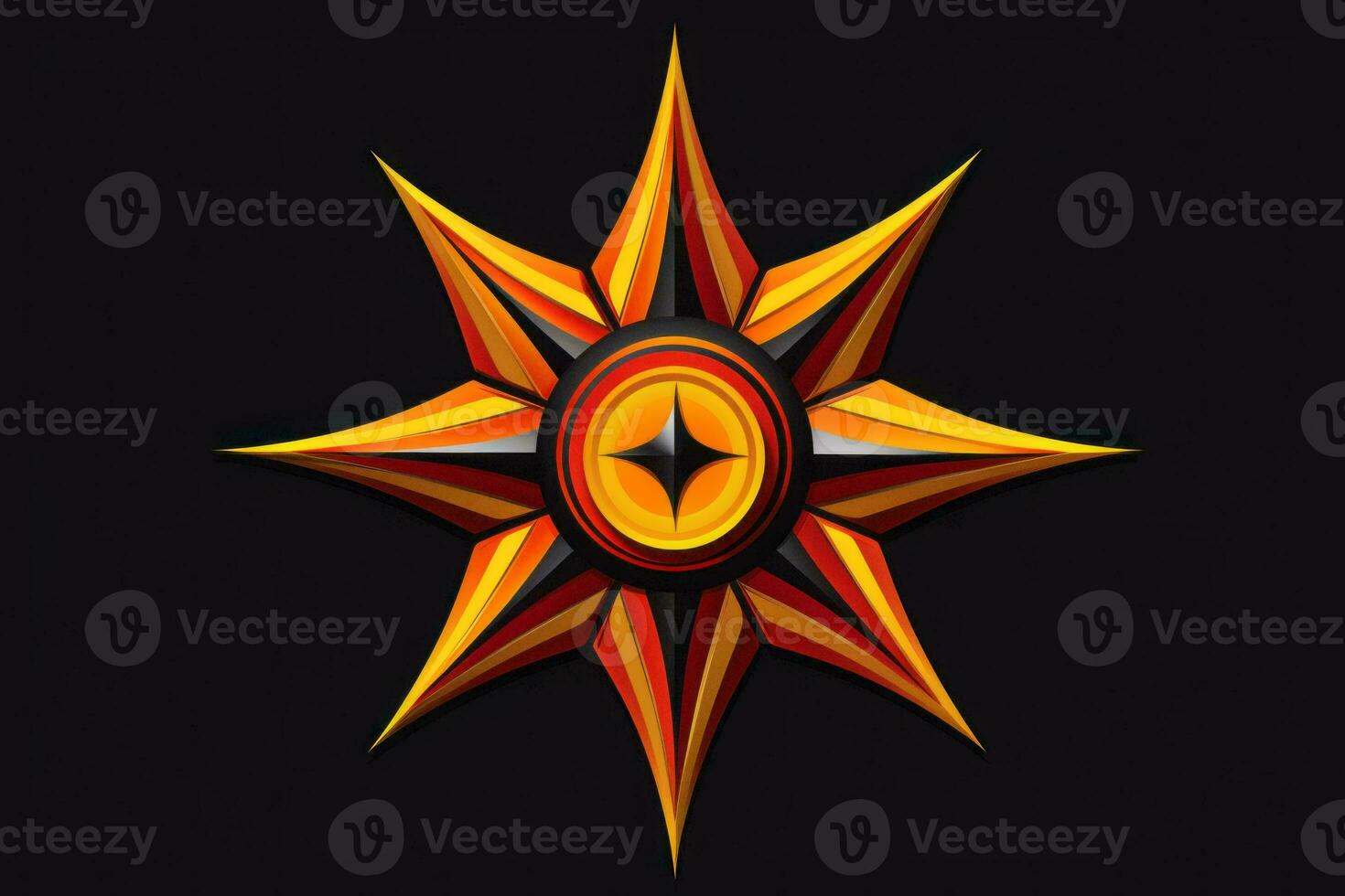 an orange and yellow star on a black background generative ai photo