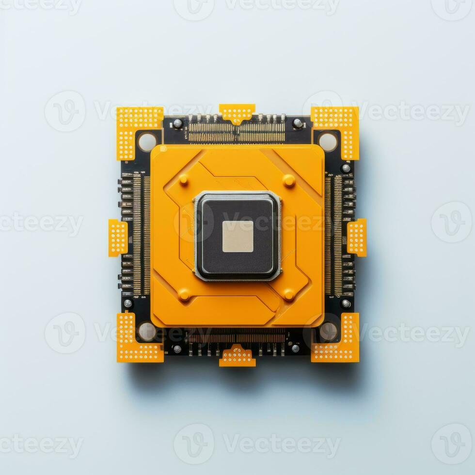an orange computer chip on a white background generative ai photo
