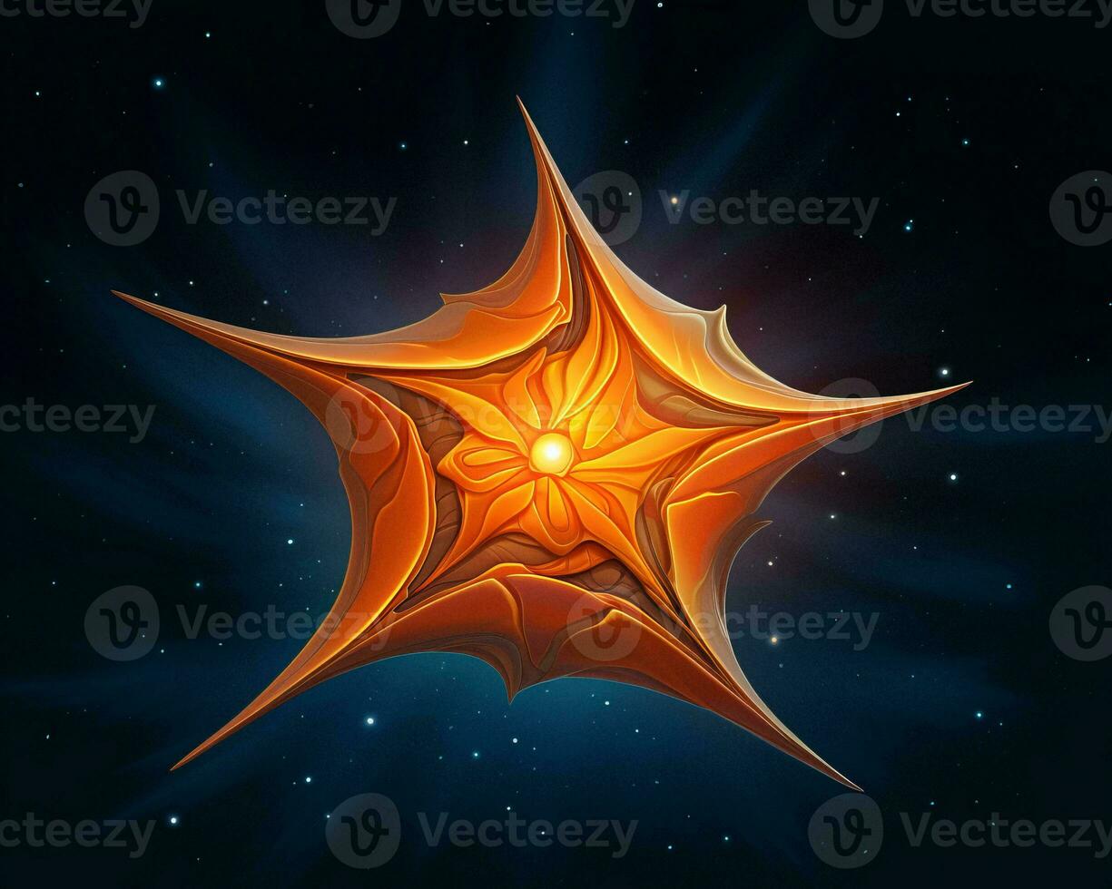 an orange star in space with a star in the background generative ai photo