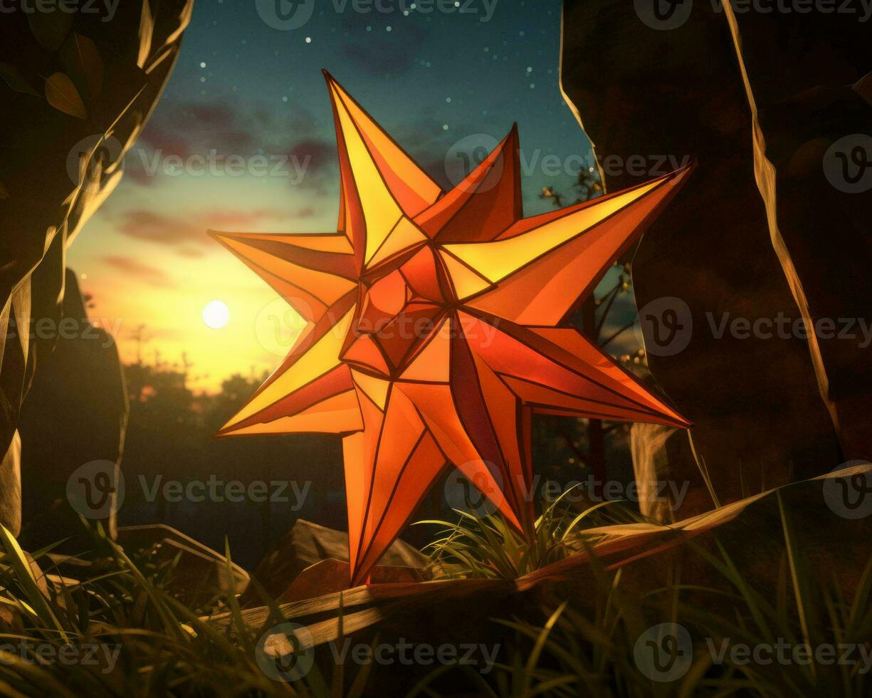 an orange star in the middle of a cave generative ai photo