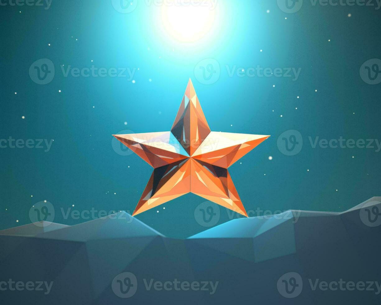 an orange star on top of a mountain with a star in the sky generative ai photo