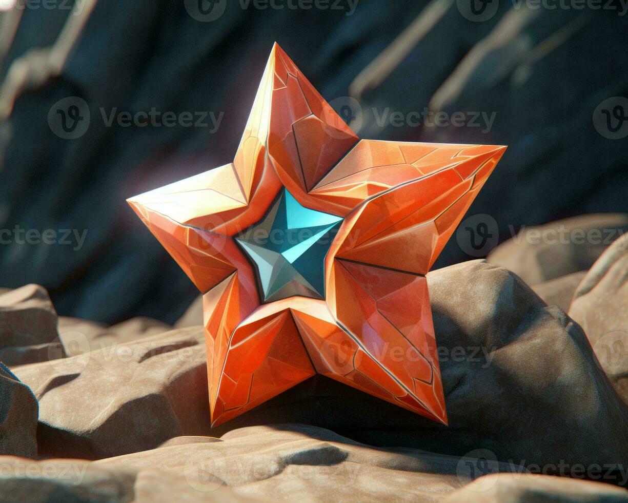 an orange star is sitting on top of some rocks generative ai photo