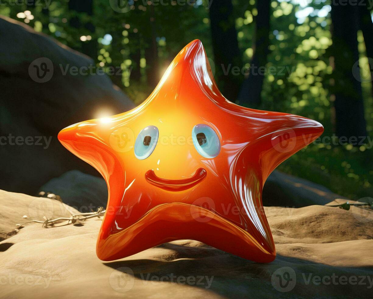 an orange star shaped object with a smiley face on it generative ai photo