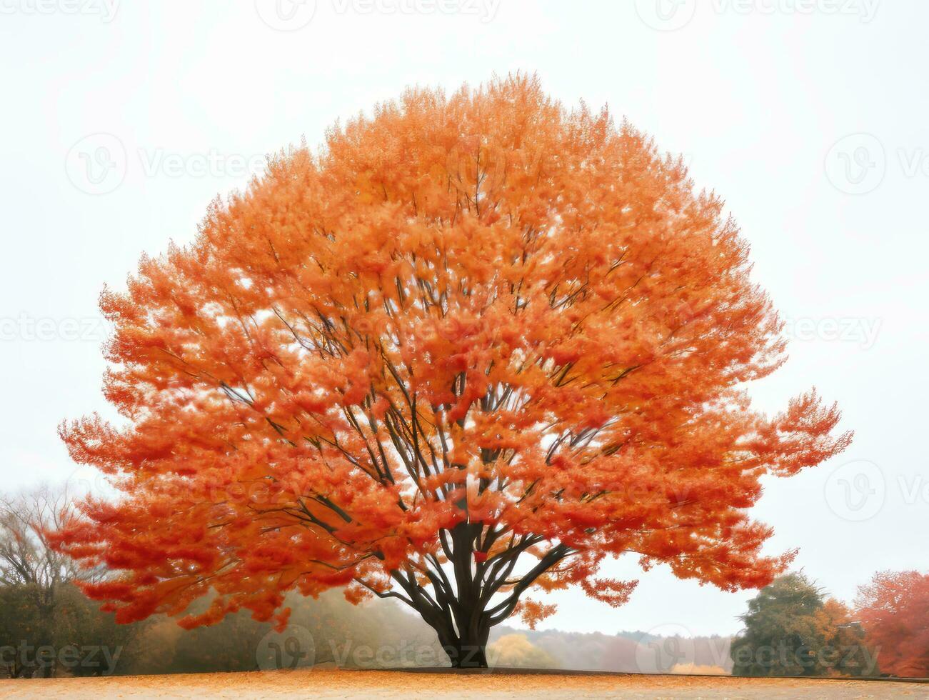 an orange tree in the middle of a field generative ai photo