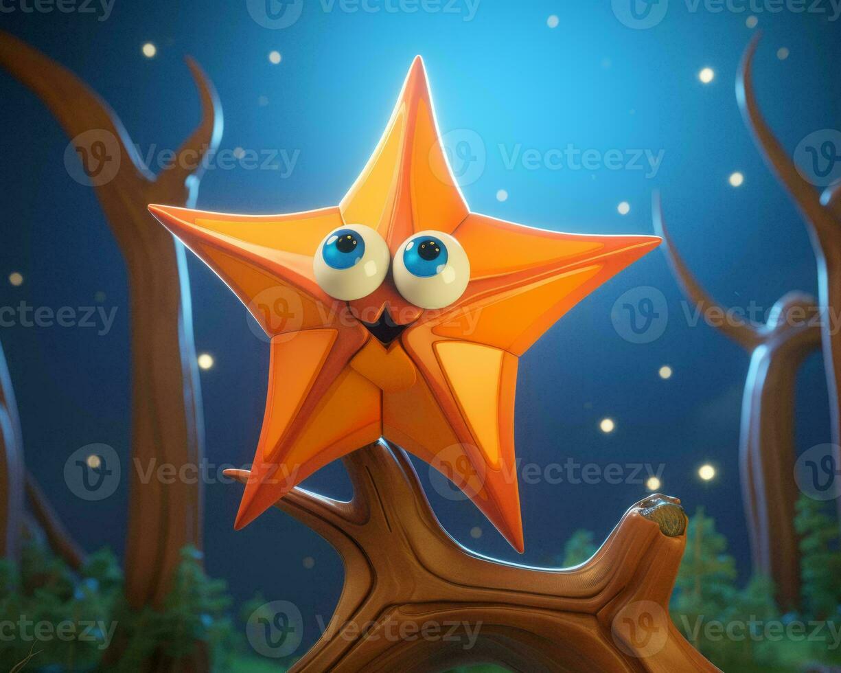 an origami star in the woods at night generative ai photo