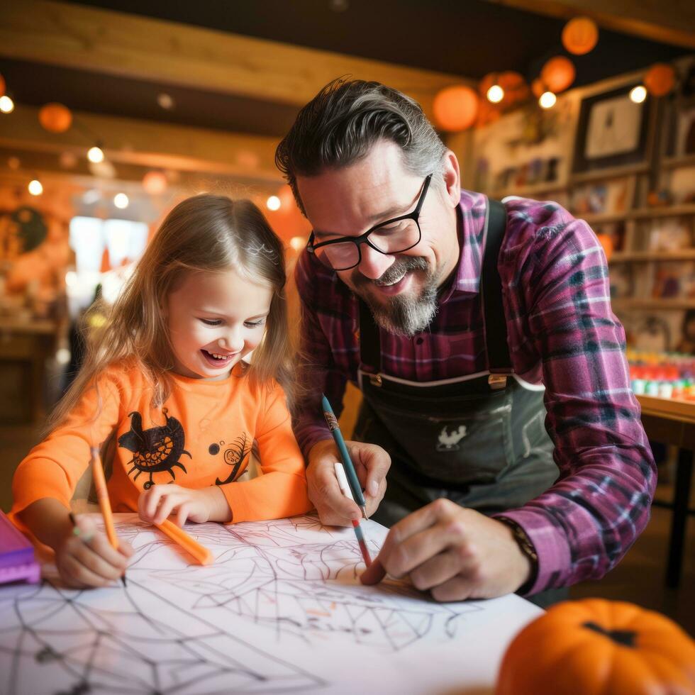 Halloween preparation with dad photo