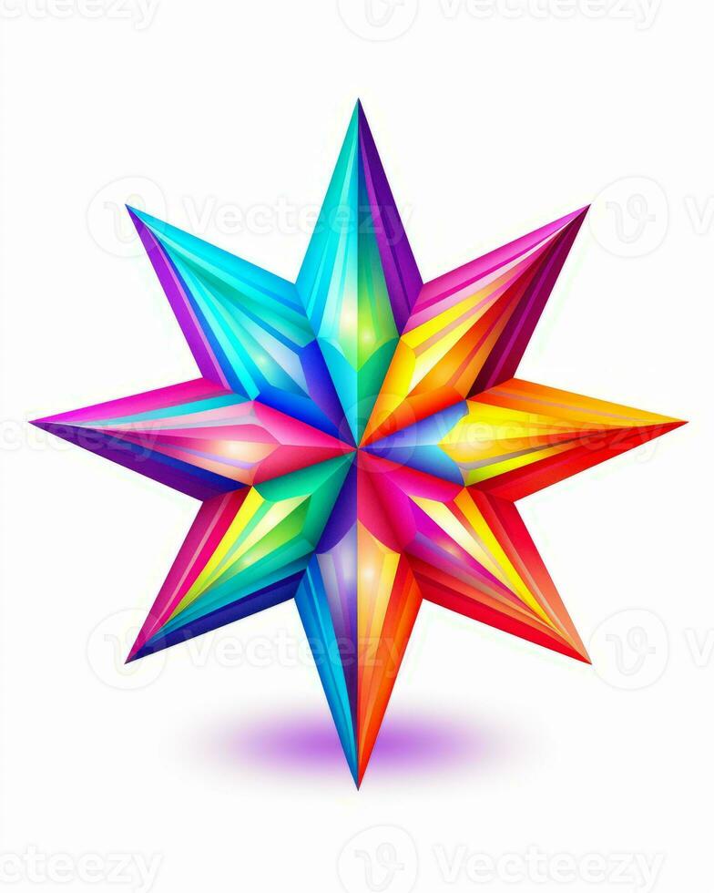 colorful 3d star on white background generative ai photo