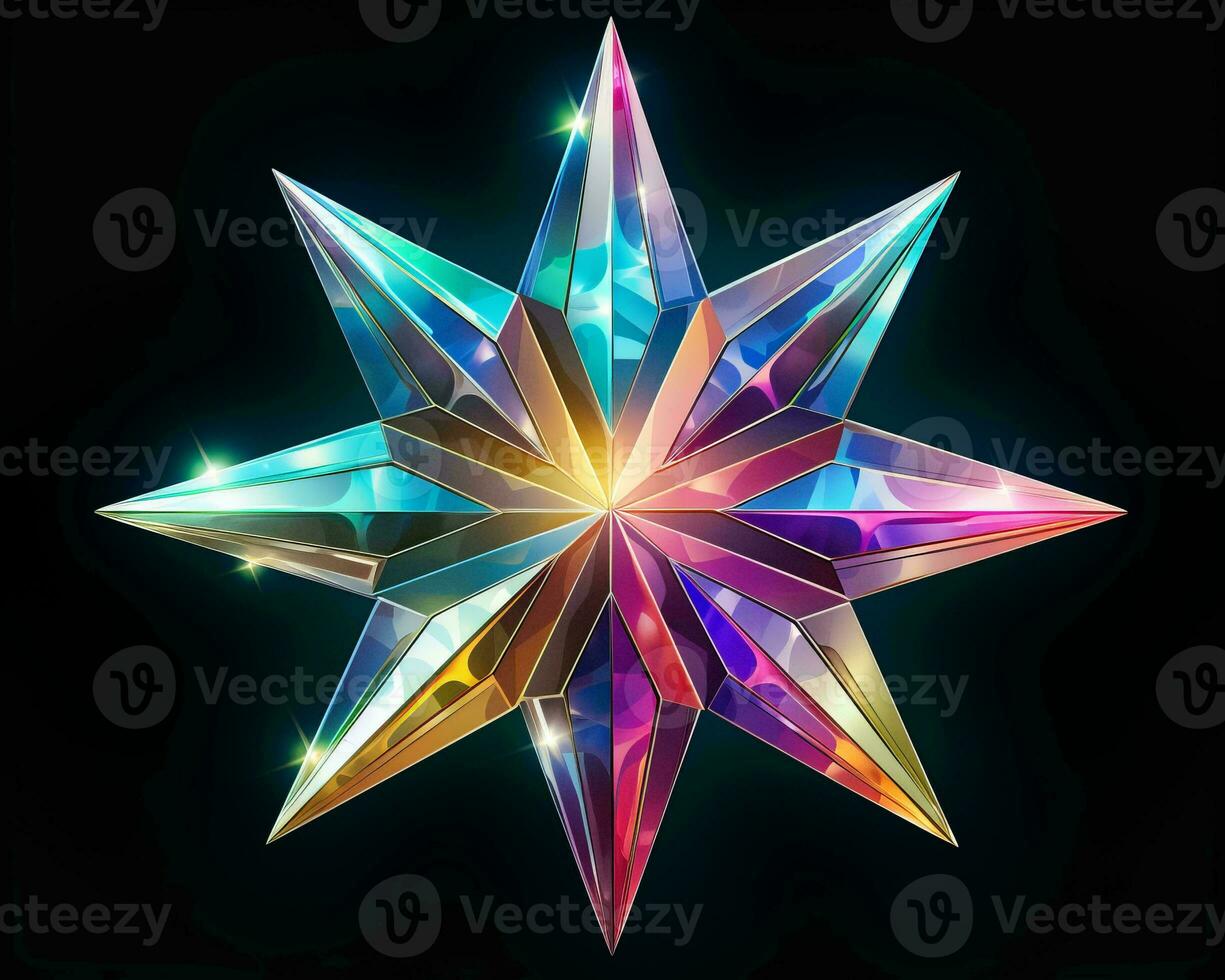colorful star on black background with sparkles generative ai photo