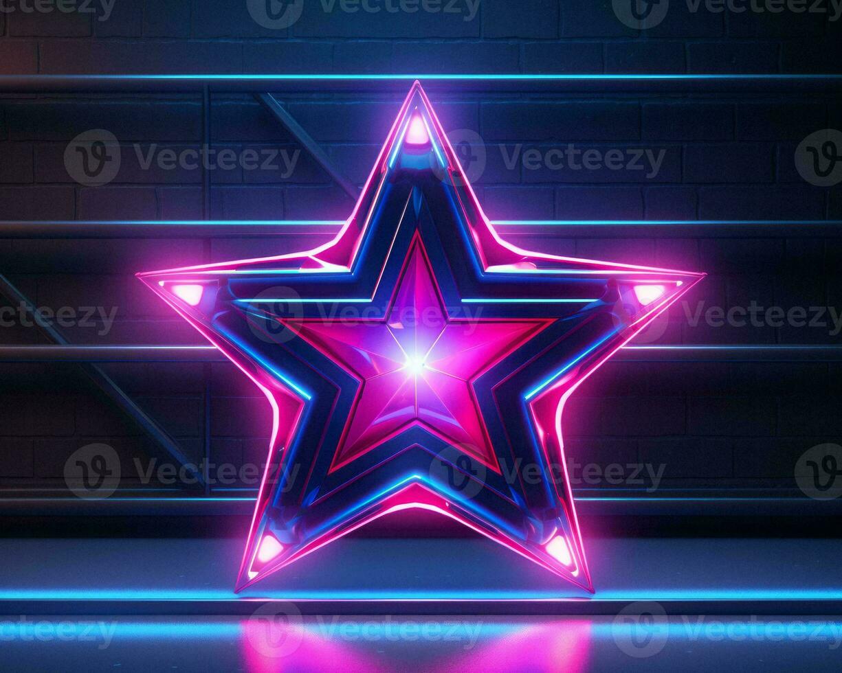 neon sign with a star shape on a dark background generative ai photo