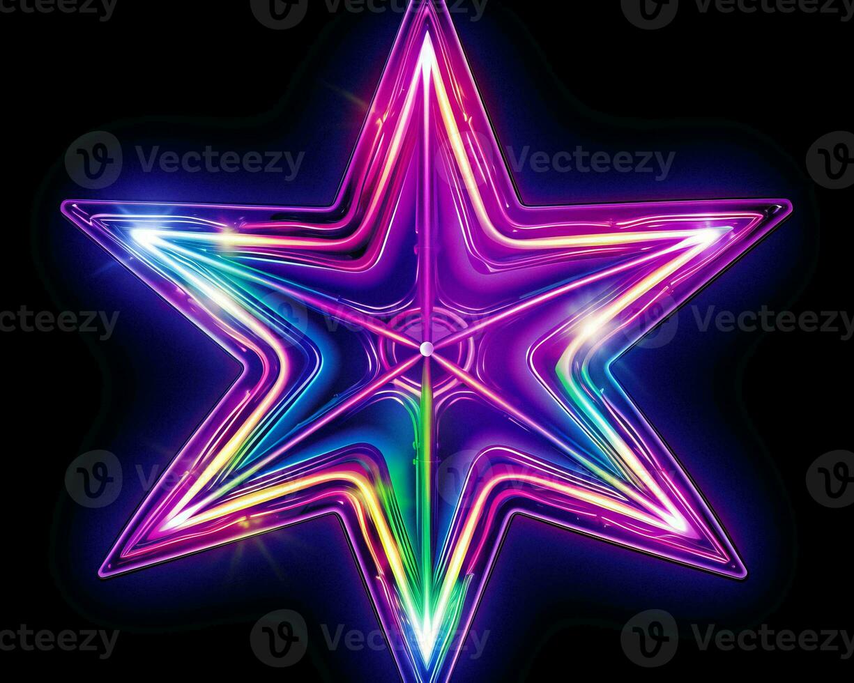 neon star on black background generative ai photo