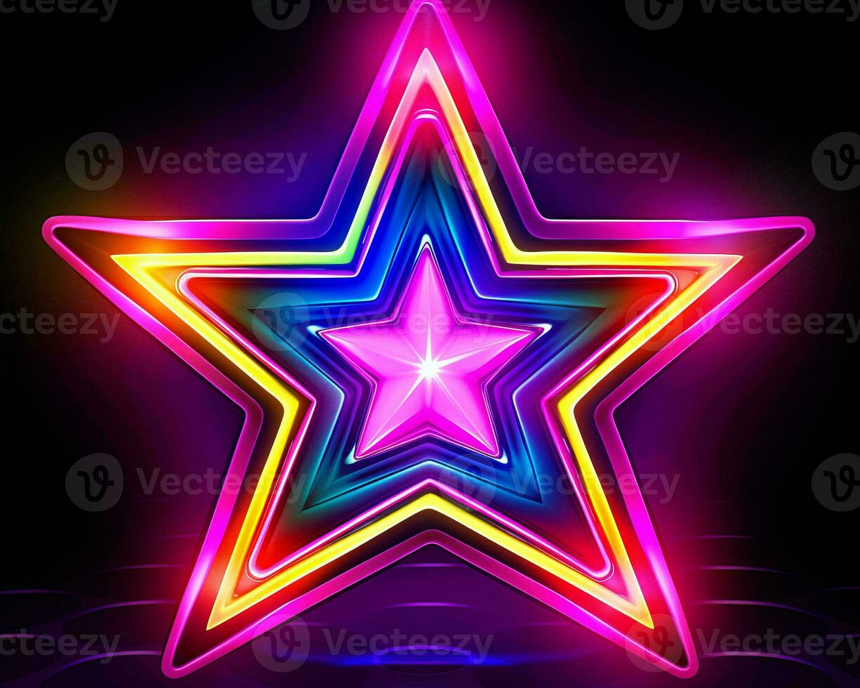 neon star on black background vector illustration generative ai photo