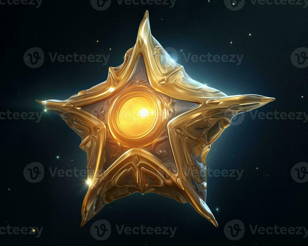 the golden star in the middle of a dark background generative ai photo