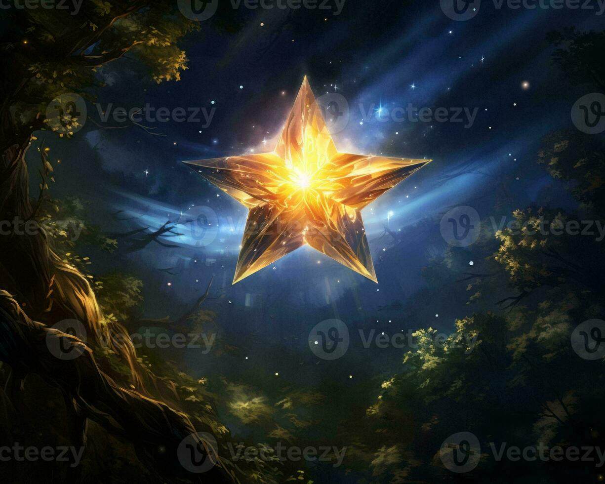 the star is in the middle of a forest generative ai photo