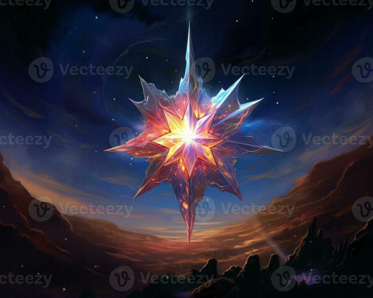 the star is in the middle of the night sky generative ai photo