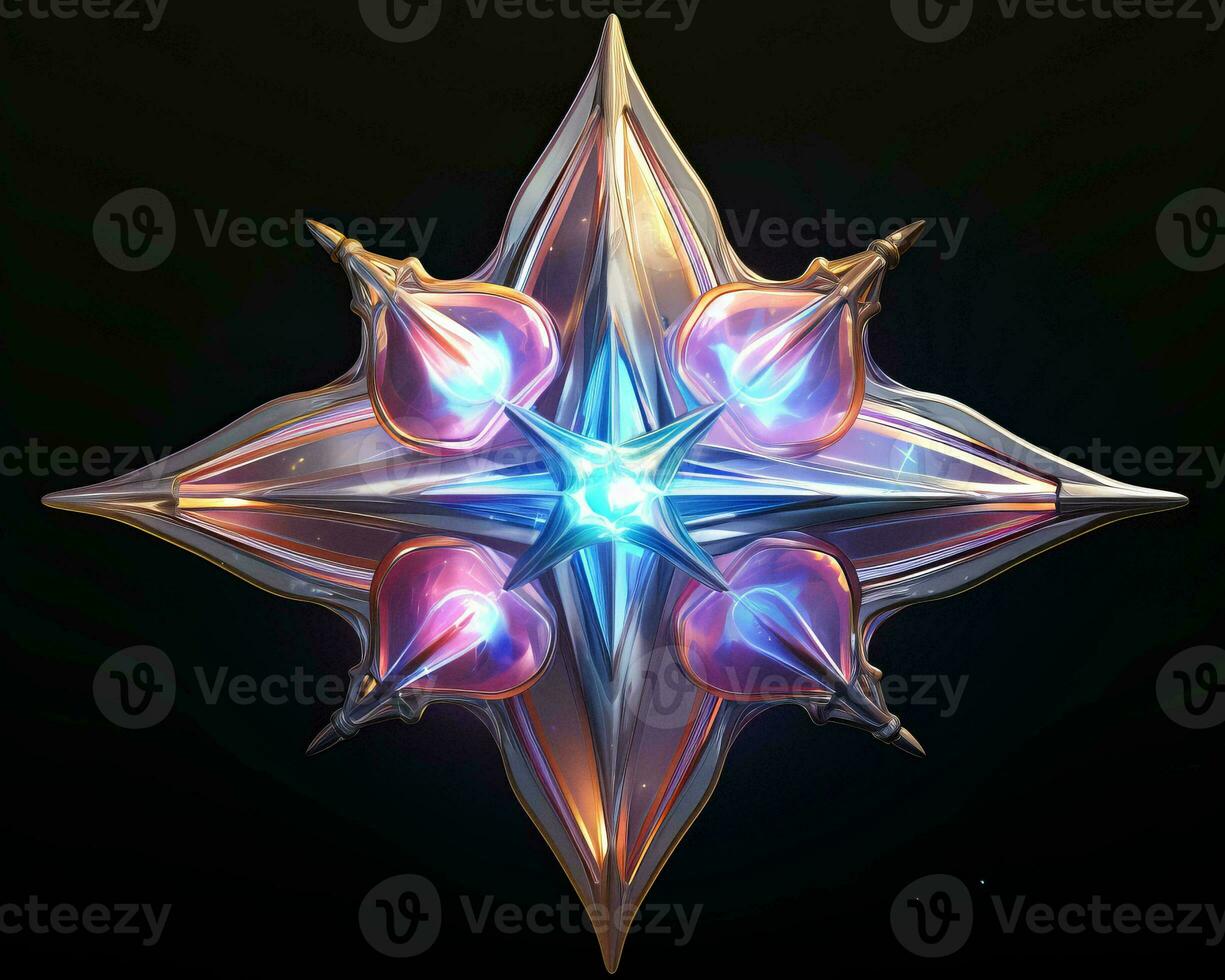 the star is made of crystals and has a glowing light in the center generative ai photo